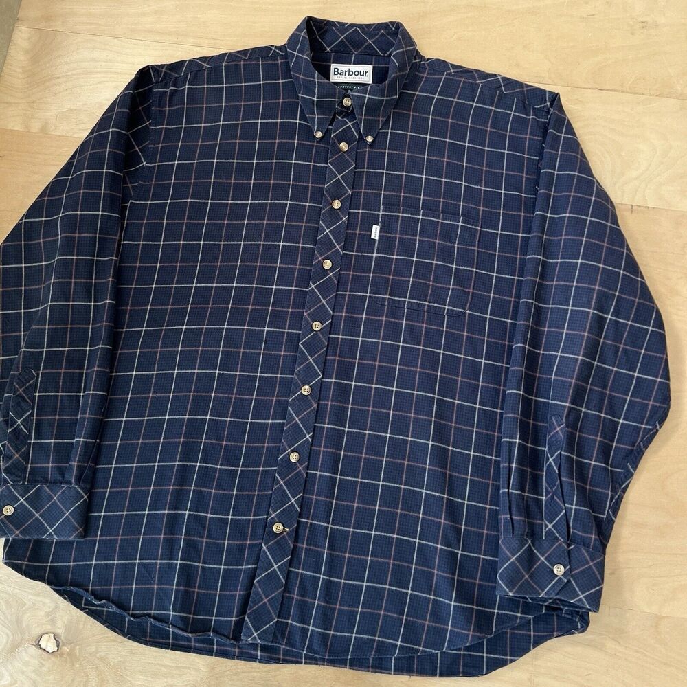 Barbour Comfort Fit Shirt XL Navy Casual Button Up New York Cotton - Picture 10 of 10